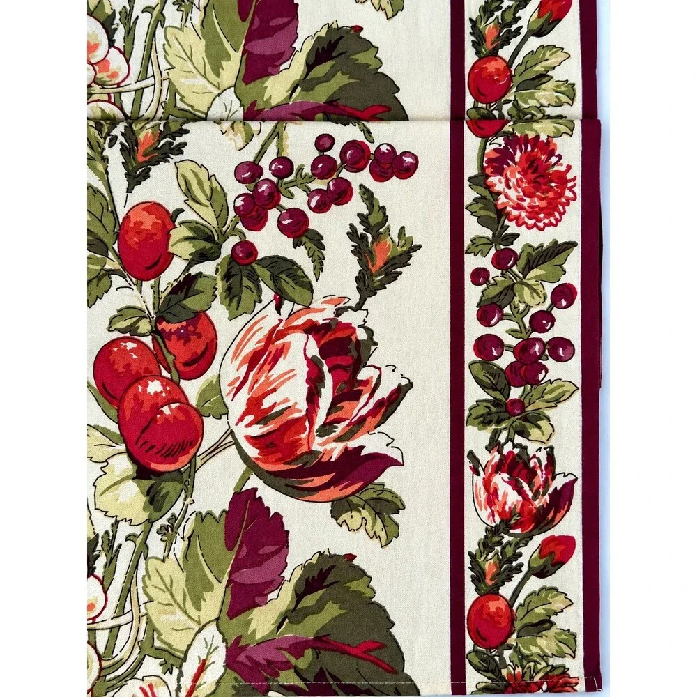 April Cornell Bountiful Harvest Table Runner 18x108 Floral French Country Garden